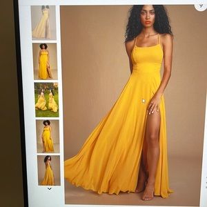 Lulus, size M - Dreamy Romance Yellow backless Maxi Dress